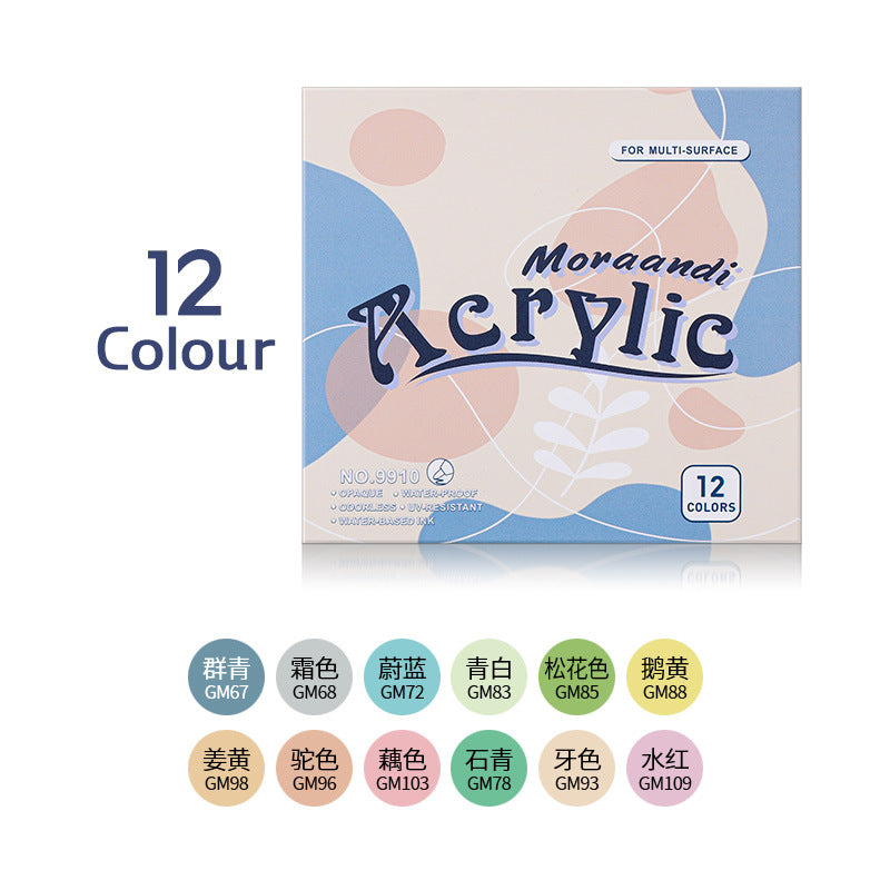 Moraandi 12/24 Acrylic Paint Marker Pens 2mm Medium Tip 12 Colour