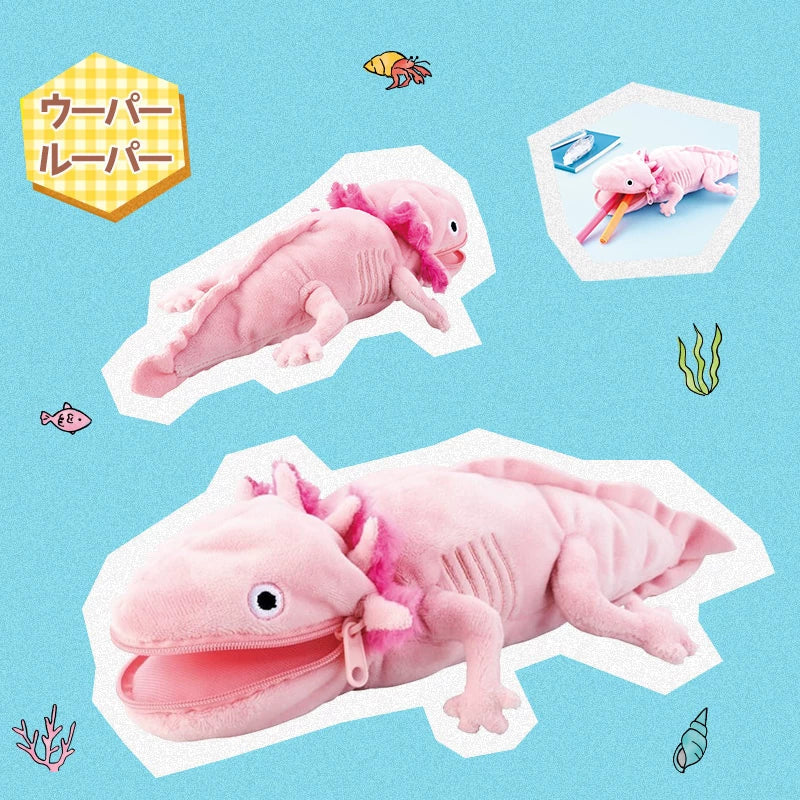 SetoCraft Japan Ocean Animal Plush Pencil Case Whale/Seal/Frog/Axolotl Axolotl