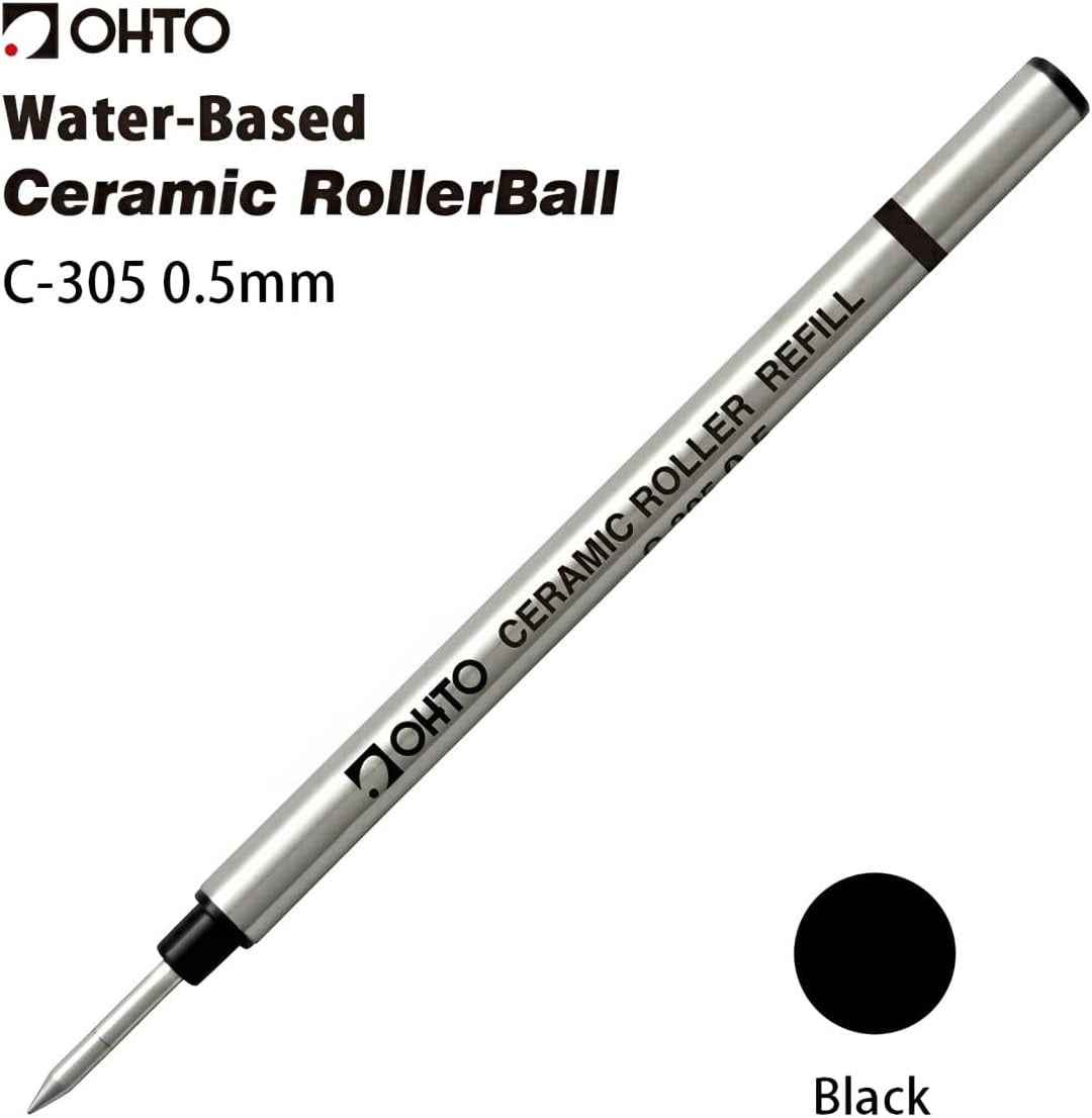 OHTO Ceramic Roller Water-Based Refills C-305,Black Ink,0.5mm,3-Pack