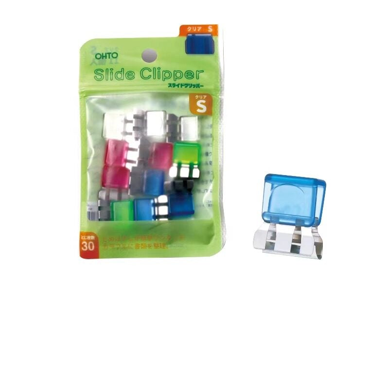 OHTO Stainless Steel No-Mark Slide Clipper for Books and Documents 9pcs Stainless Steel Small