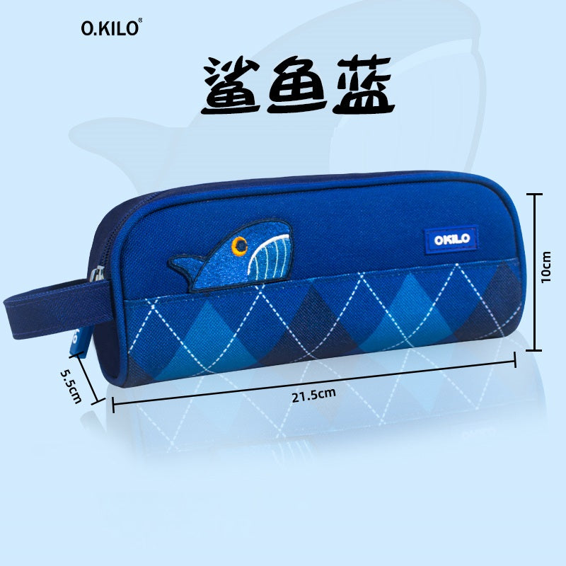 O.KILO Pencil Case Shark Blue/Black Cat/Dino Green/Purple Bear Blue