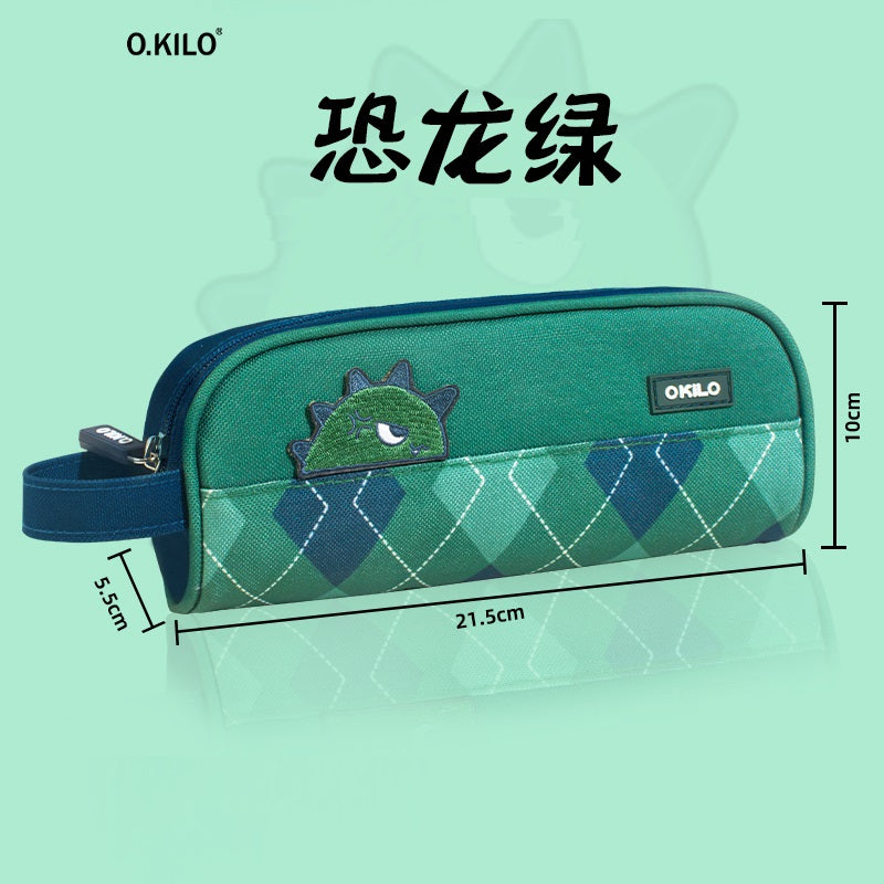 O.KILO Pencil Case Shark Blue/Black Cat/Dino Green/Purple Bear Green