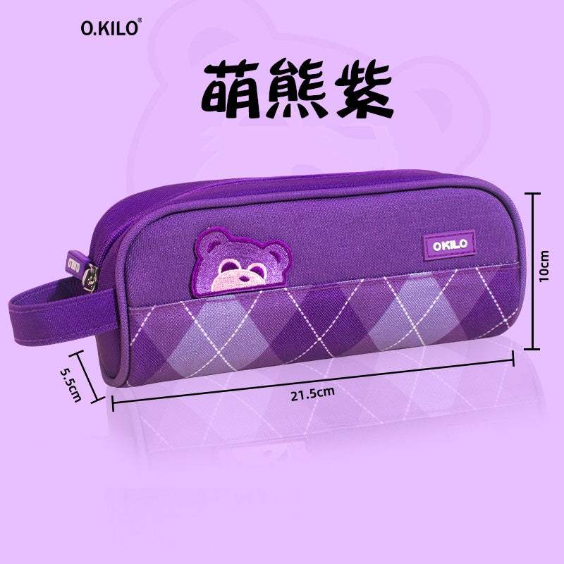 O.KILO Pencil Case Shark Blue/Black Cat/Dino Green/Purple Bear Purple