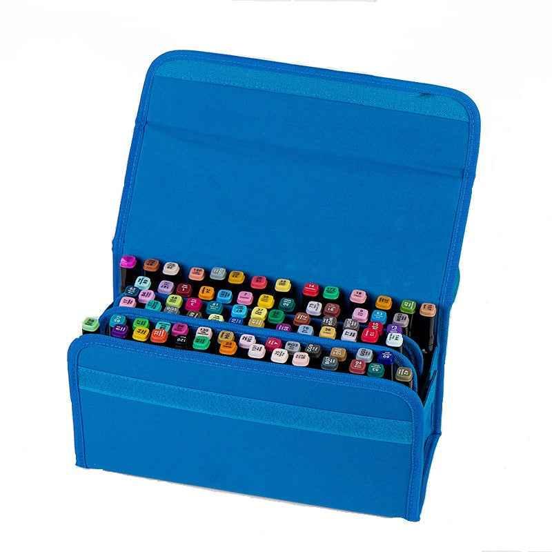 Markers Case Oxford Organizer Holder with 80 Slots Blue