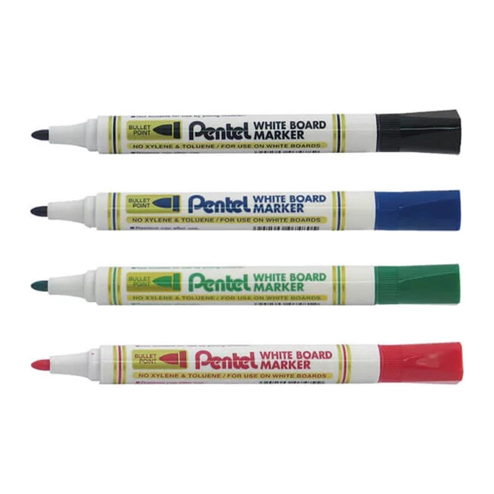 Pentel Everyday Drywipe White Board Markers 2.0mm Bullet Point MW85 4 Pack 4 Mixed Colors