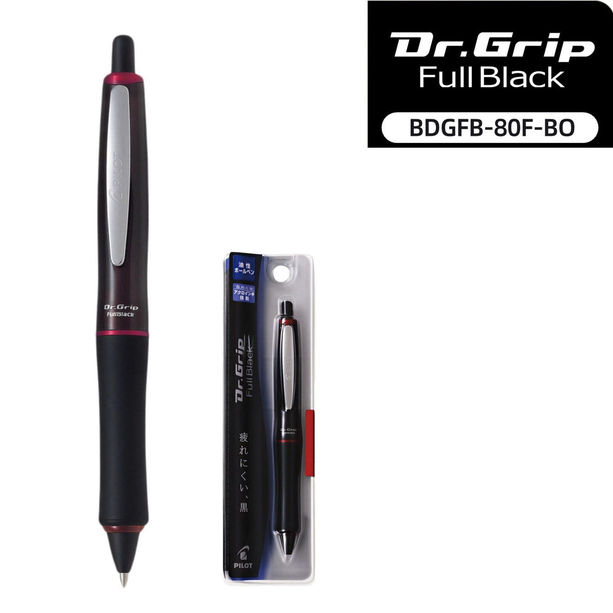 PILOT Dr. Grip FullBlack Hybrid Ink Ballpoint Pen, 0.7 mm Black | BDGFB-80F Black Red