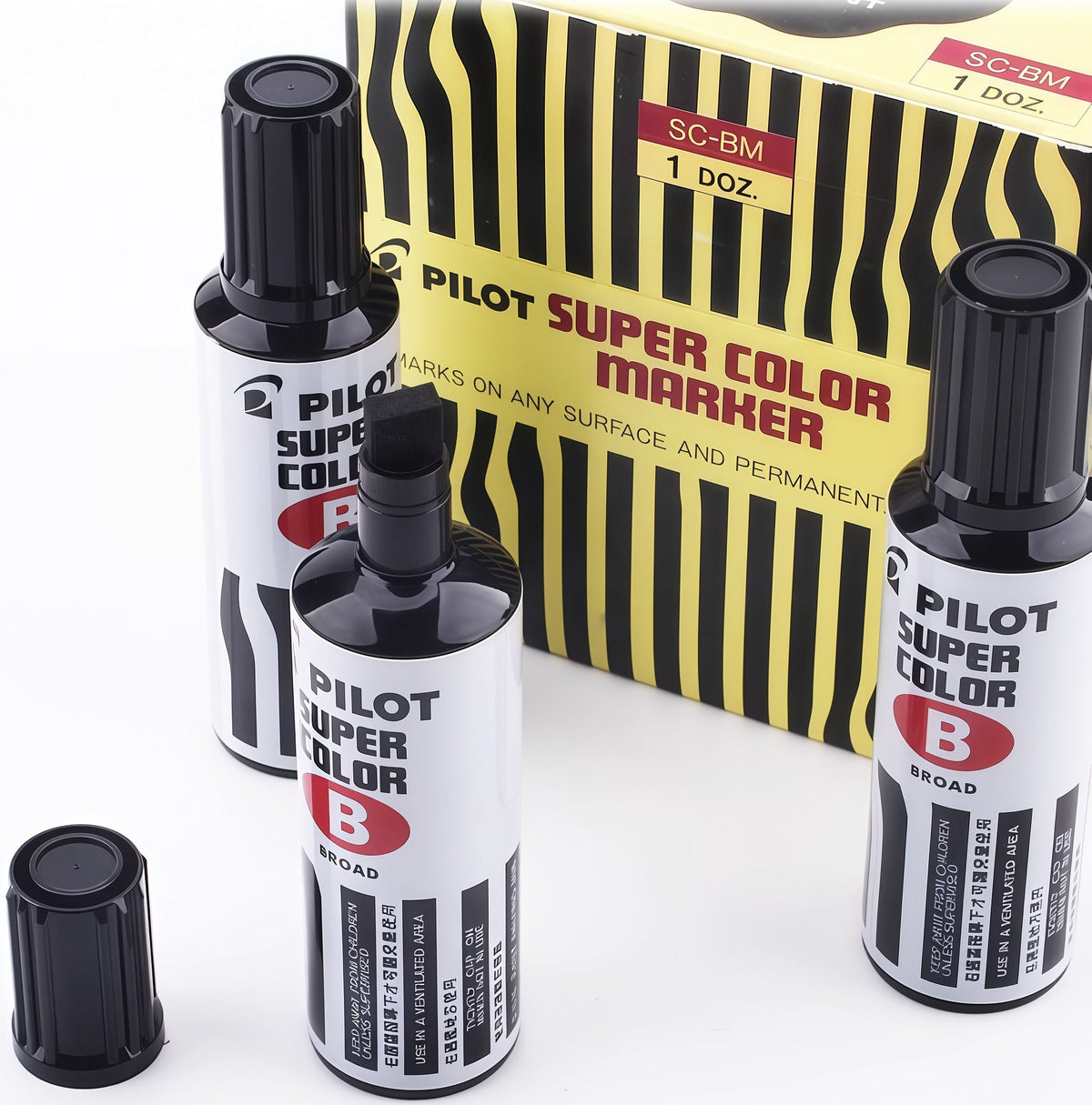 Pilot Super Color SC-BM B-Type Permanent Markers, 8 mm, 3-Pack