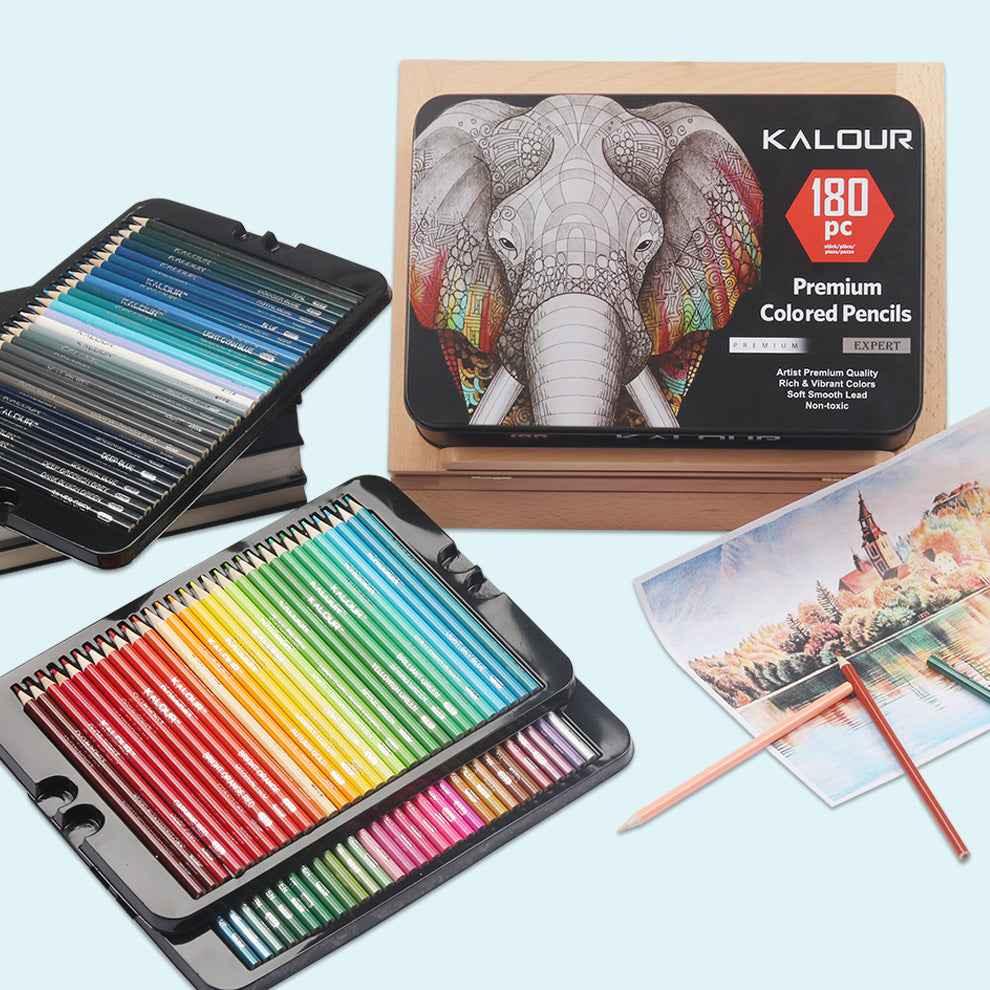 KALOUR 180 Oil Based Colored Pencil Set for Adults Artists Kids Tin Box