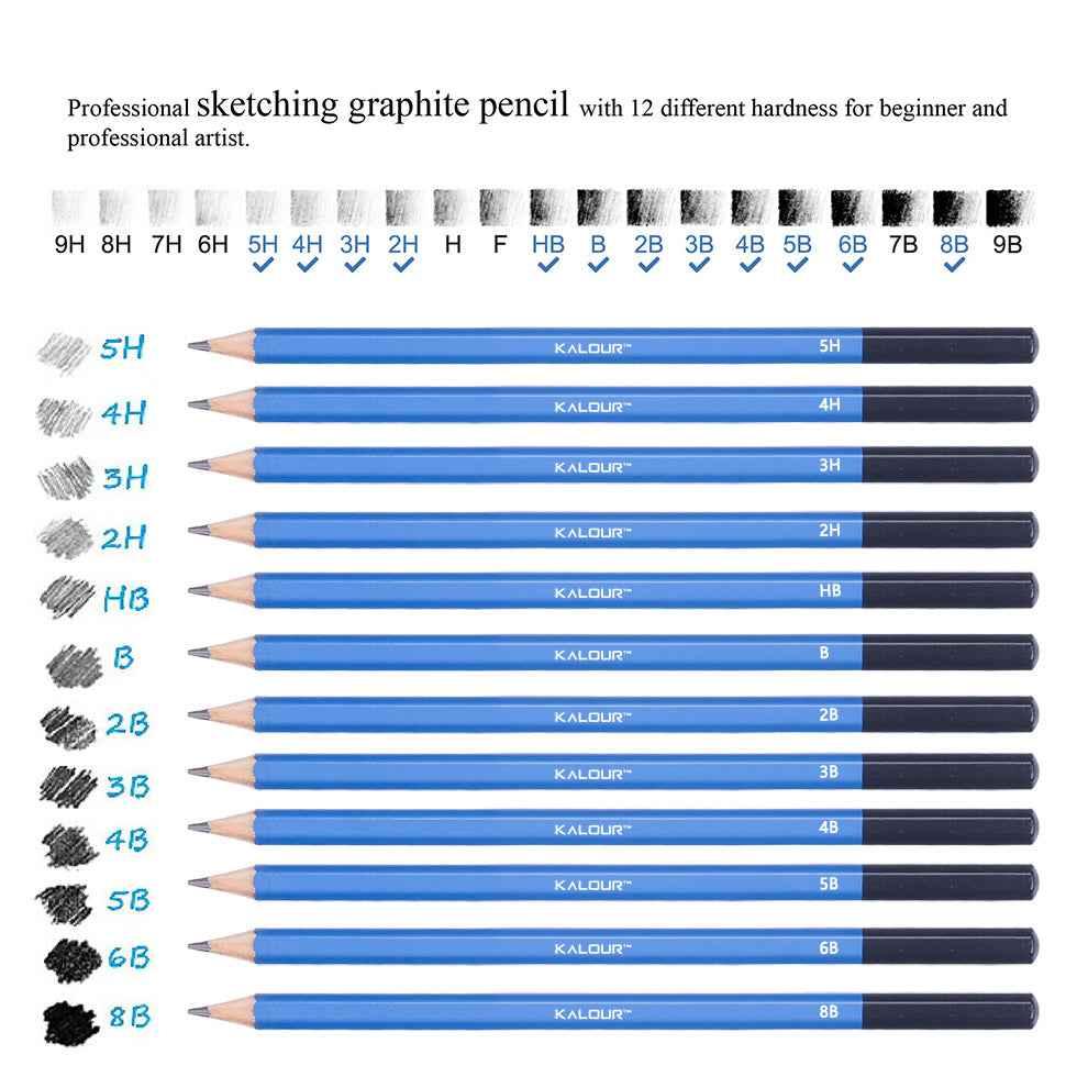 KALOUR 12 Pieces Professional Drawing Sketching Graphite Pencils Set