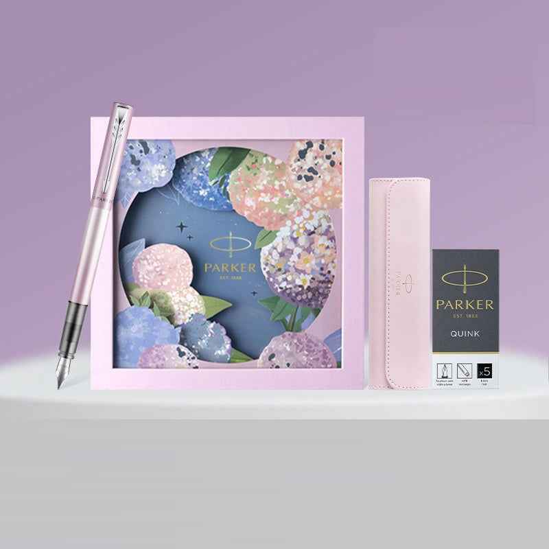 Luxury Parker IM Fountain Pen Gift Set for Women Pink Silver