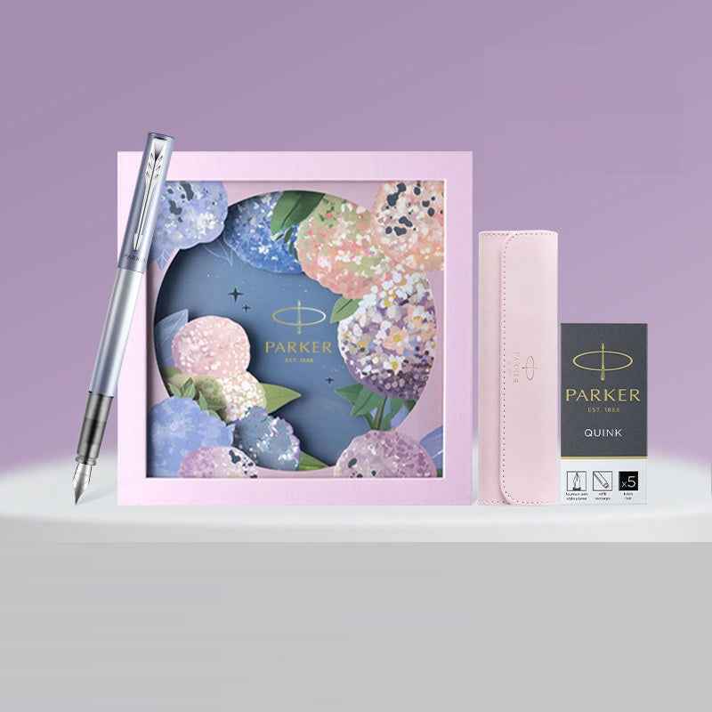 Luxury Parker IM Fountain Pen Gift Set for Women Blue Silver