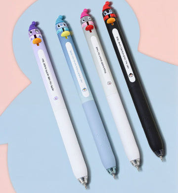 Cute Penguin Retractable Gel Pens 0.5mm Black Ink Set of 12 – Kawaii Fun
