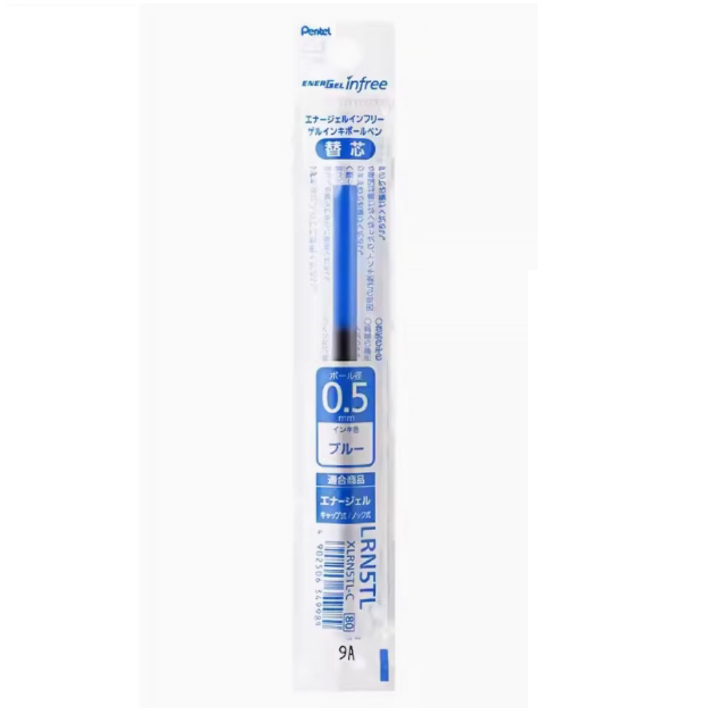 Pentel EnerGel Infree LRN5TL Gel Pen Refill - 0.5 mm - 5 Pack Blue