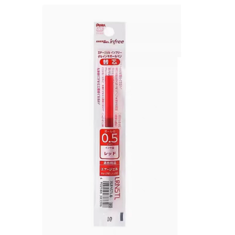 Pentel EnerGel Infree LRN5TL Gel Pen Refill - 0.5 mm - 5 Pack Red