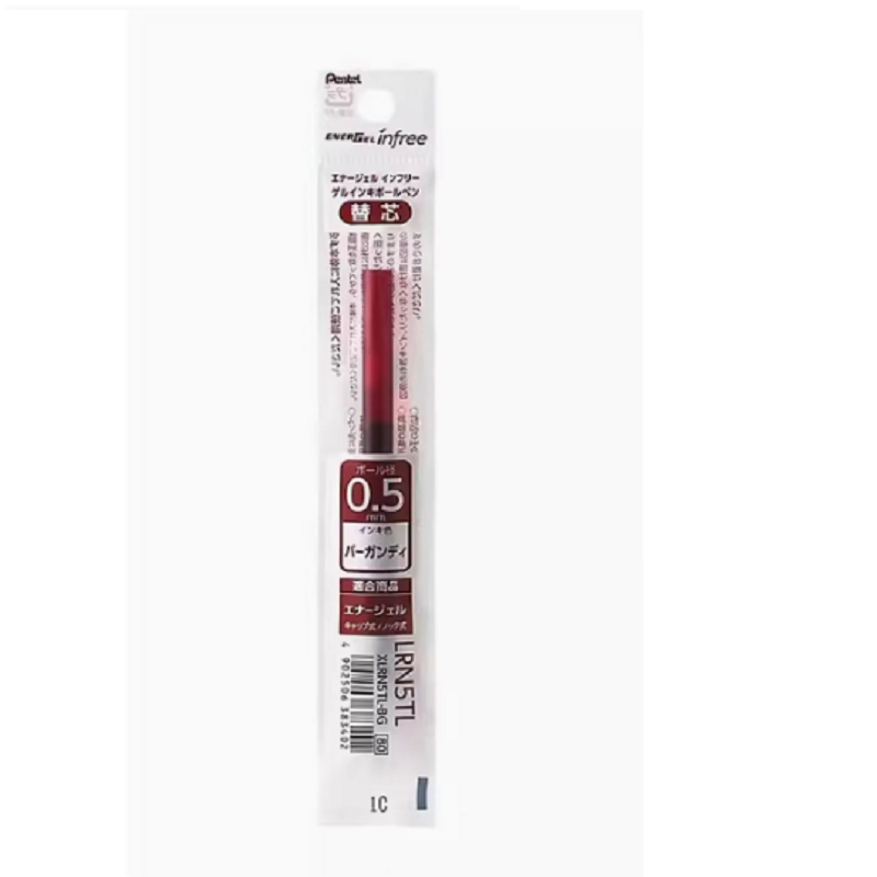 Pentel EnerGel Infree LRN5TL Gel Pen Refill - 0.5 mm - 5 Pack Wine