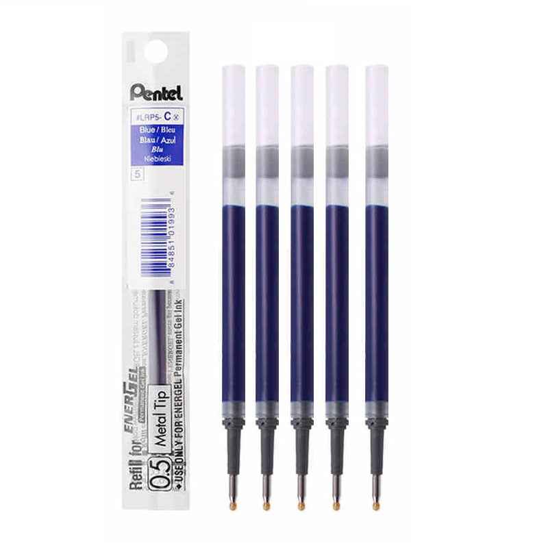 Pentel Energel LRP5 Gel Pen Refill - 0.5mm - Black/Blue/Red - 6 Pack Blue