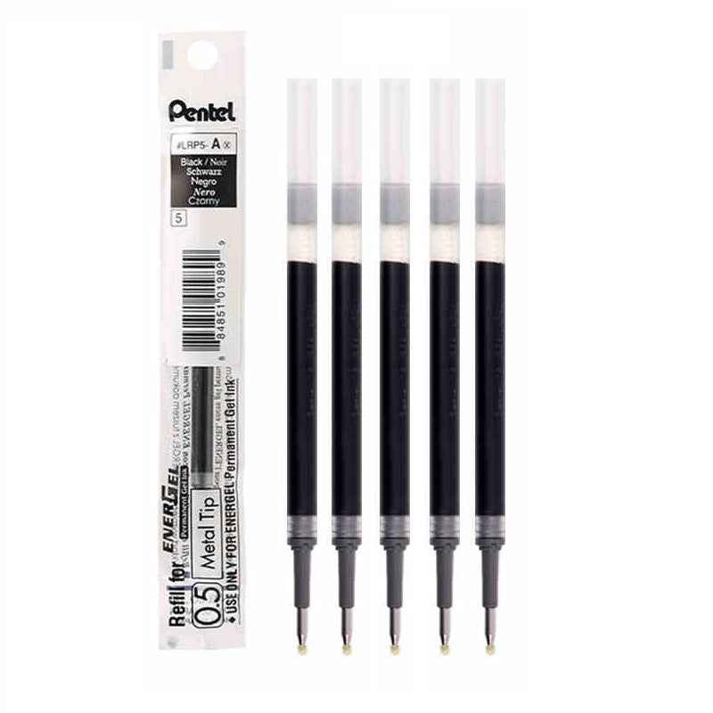 Pentel Energel LRP5 Gel Pen Refill - 0.5mm - Black/Blue/Red - 6 Pack Black