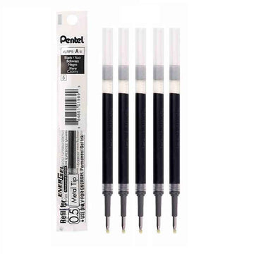 Pentel Energel LRP5 Gel Pen Refill - 0.5mm - Black/Blue/Red - 6 Pack Black