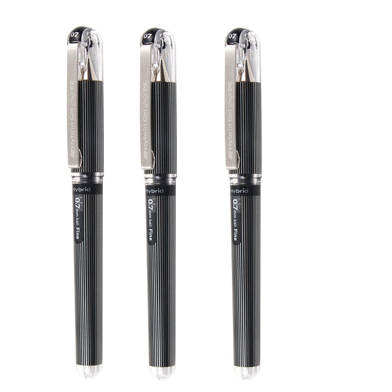 Pentel Hybrid Gel Grip Deluxe DX Rollerball Pen,0.7MM,3 Pack 3 Black
