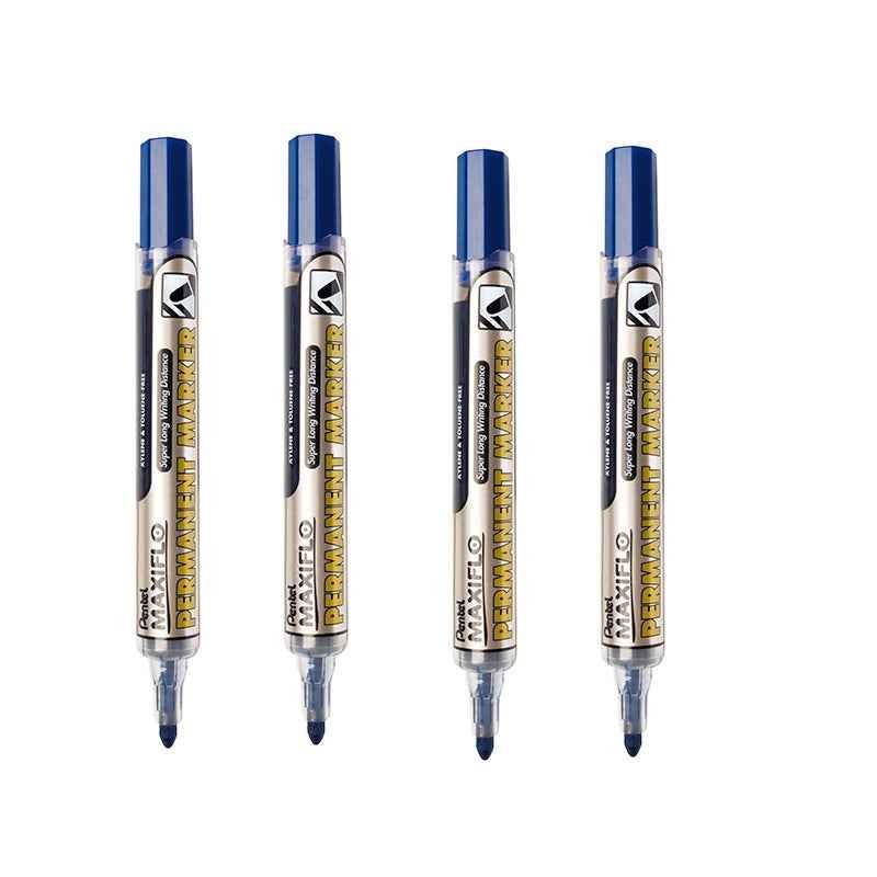 Pentel Maxiflo Permanent Marker NFL50 (Bullet Point) 4 Pack 4 Blue