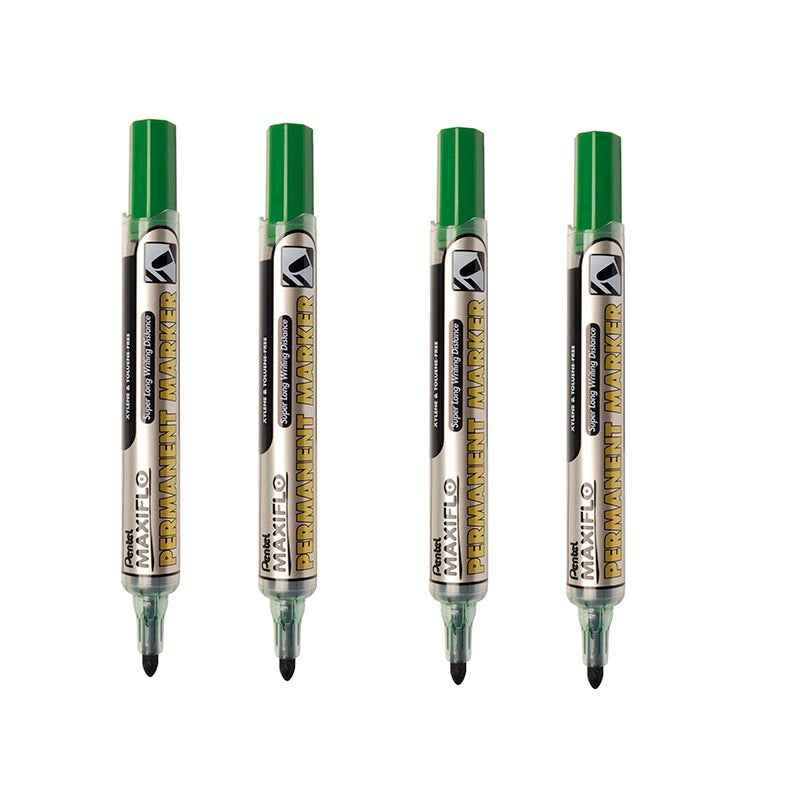 Pentel Maxiflo Permanent Marker NFL50 (Bullet Point) 4 Pack 4 Green