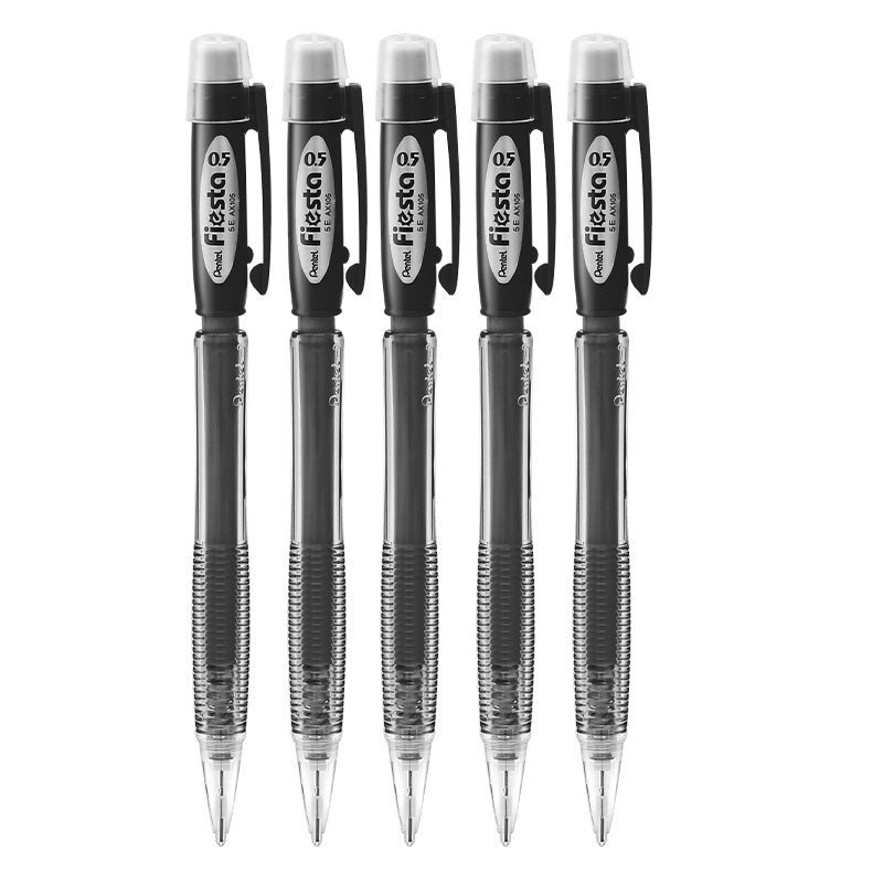 Pentel Fiesta Mechanical Pencil AX105 0.5mm 5 Pack Black