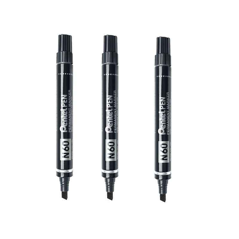 Pentel N60 Permanent Marker Pen Chisel Tip 3 Pack