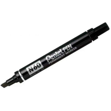Pentel N60 Permanent Marker Pen Chisel Tip 3 Pack