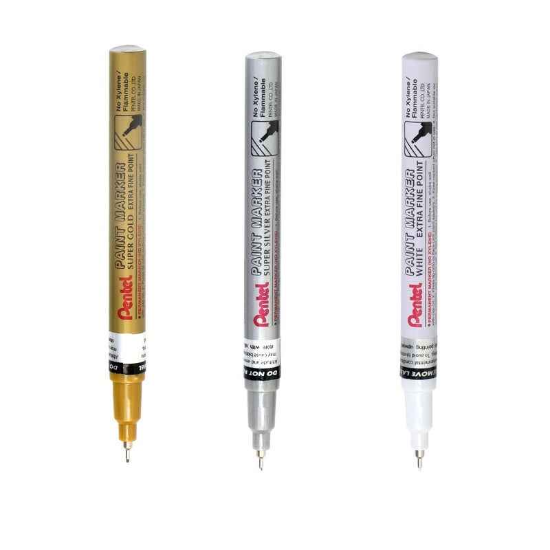 Pentel Paint Marker Extra Fine Point MFP10 Gold/Silver/White 3 Pack 3 Mixed