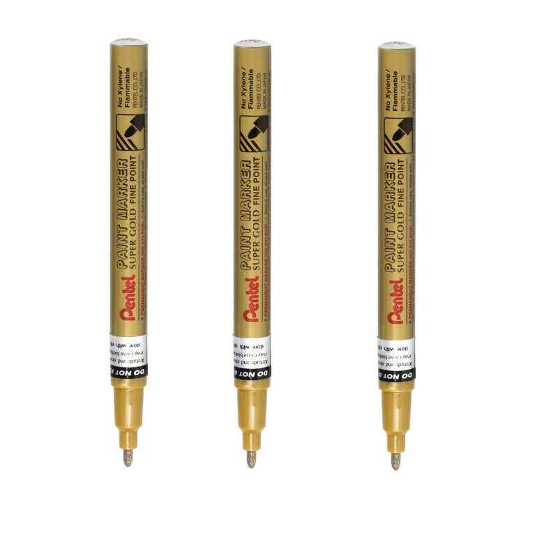 Pentel Paint Marker Fine Bullet Point MSP10 Gold/Silver/White 3 Pack 3 Gold