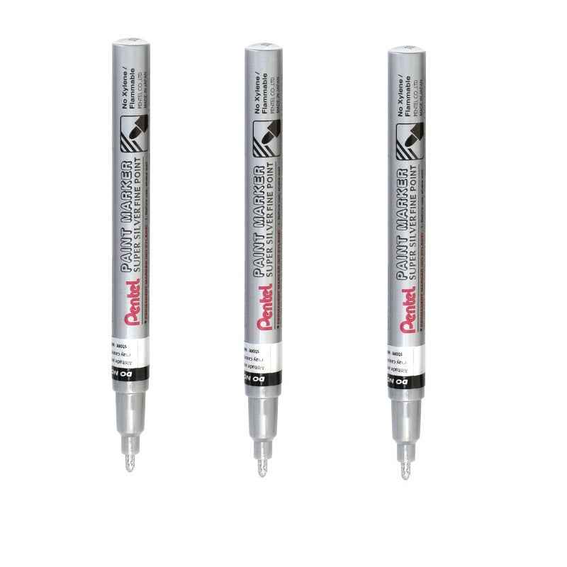 Pentel Paint Marker Fine Bullet Point MSP10 Gold/Silver/White 3 Pack 3 Silver