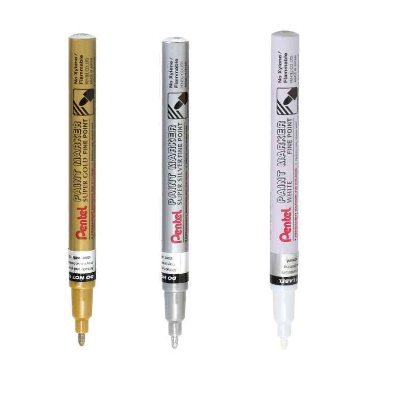 Pentel Paint Marker Fine Bullet Point MSP10 Gold/Silver/White 3 Pack 3 Mixed