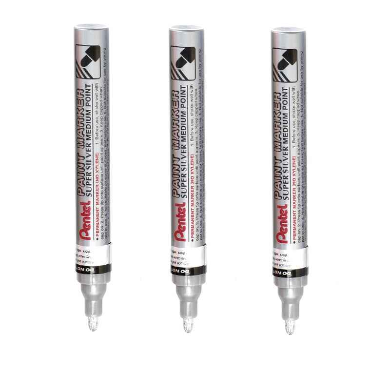 Pentel Paint Marker Medium Point MMP10 Gold/Silver/White 3 Pack 3 Gold