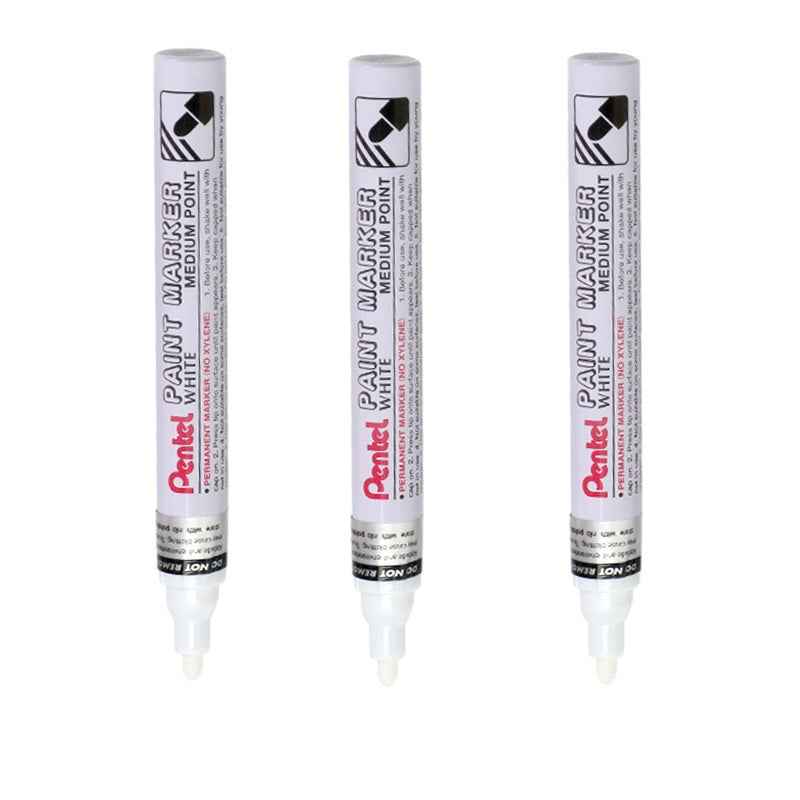 Pentel Paint Marker Medium Point MMP10 Gold/Silver/White 3 Pack 3 White