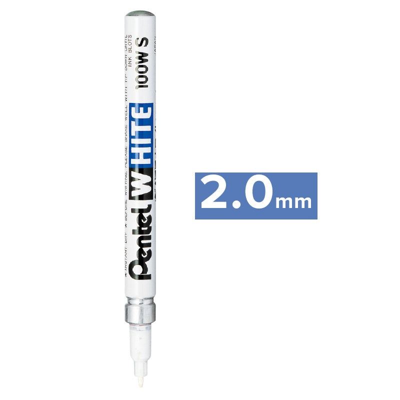 Pentel Permanent Marker, White, Fine Point, 1-Pack (100W-F/S/M) 2.0mm