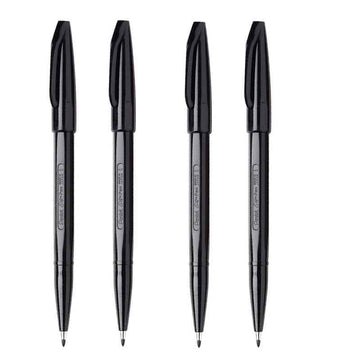 Pentel S520 Sign Pen Fiber Tip 2.0 mm, 4 Pack Black