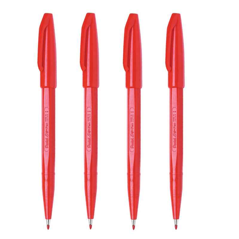 Pentel S520 Sign Pen Fiber Tip 2.0 mm, 4 Pack Black