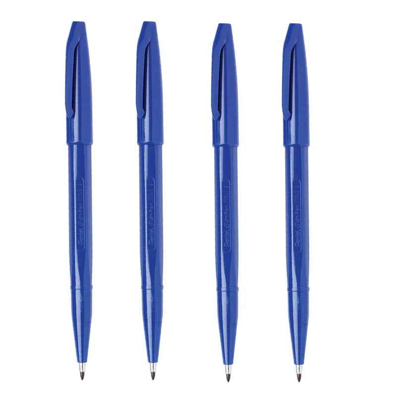 Pentel S520 Sign Pen Fiber Tip 2.0 mm, 4 Pack Blue