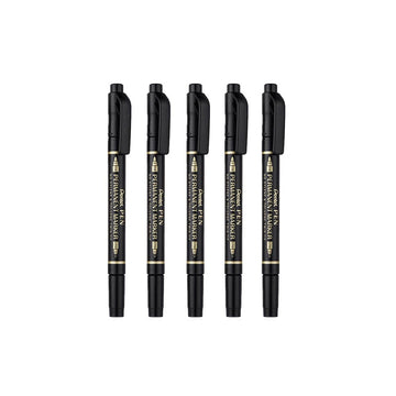 Pentel Twin-Tipped Permanent Marker Pen N75W 5 Pack Black