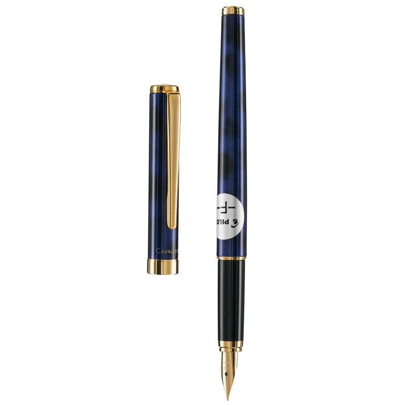 Pilot Cavalier Fountain Pen | Brass Barrel | Marble Lacquer Finish | Includes CON-40 Converter Black Blue