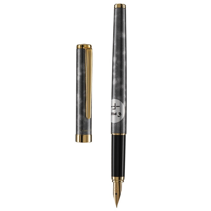 Pilot Cavalier Fountain Pen | Brass Barrel | Marble Lacquer Finish | Includes CON-40 Converter Grey White