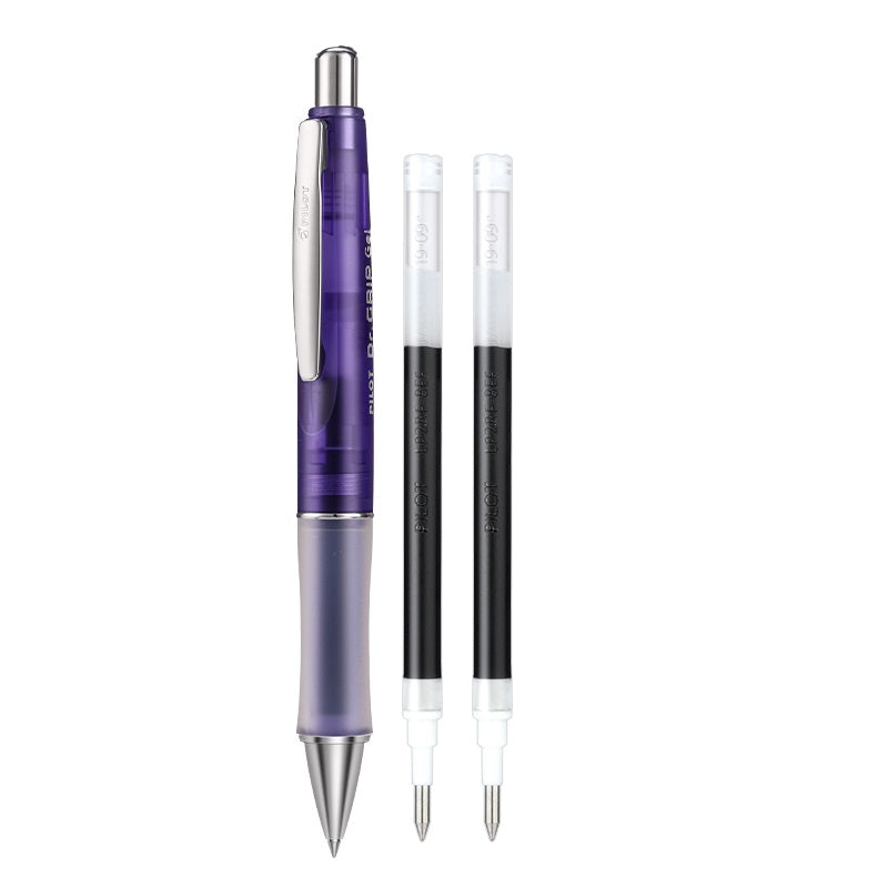 Pilot Dr. Grip Retractable Rolling Ball Gel Pen 0.5mm with 2 Black Ink Refills Resin Blue