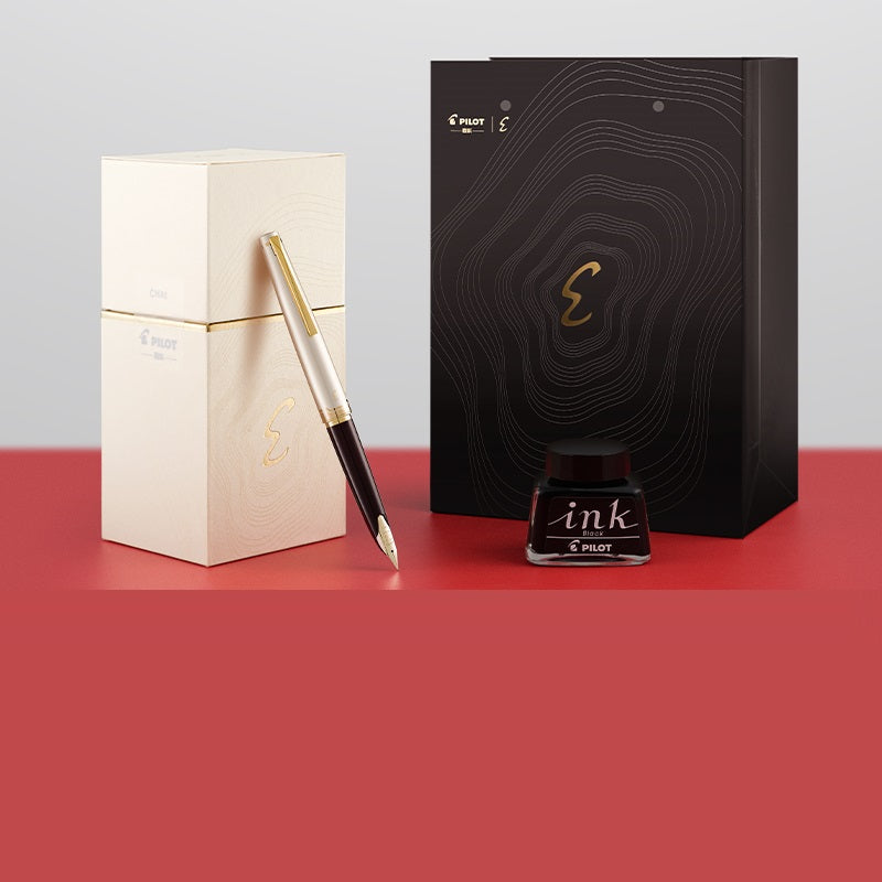 Pilot Elite E95S Fountain Pen with Ink Gift Box 14k Gold Nib Burgundy