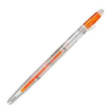 Pilot Frixion Ball Slim Erasable Gel Pen 0.38mm - CLEAR BODY - 3 Pack Orange