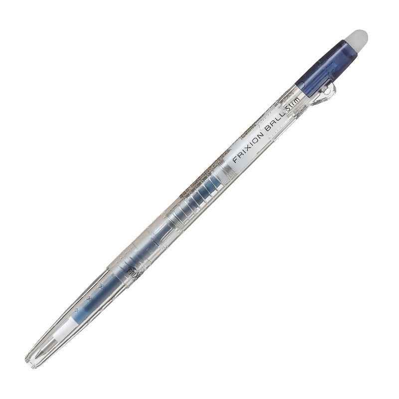 Pilot Frixion Ball Slim Erasable Gel Pen 0.38mm - CLEAR BODY - 3 Pack Dark Blue