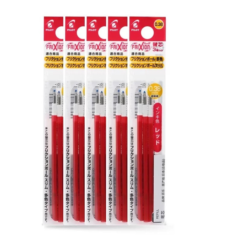 Pilot FriXion Ball Slim 0.38mm Refill 15pcs Set - Red/Blue/Black 15 Red