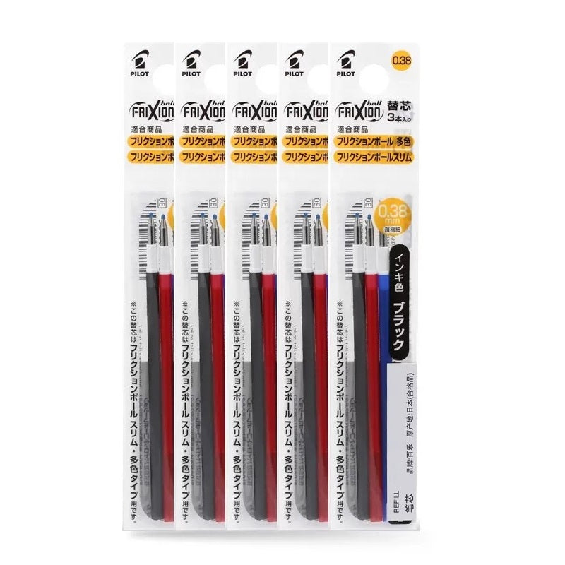 Pilot FriXion Ball Slim 0.38mm Refill 15pcs Set - Red/Blue/Black 15 Mixed