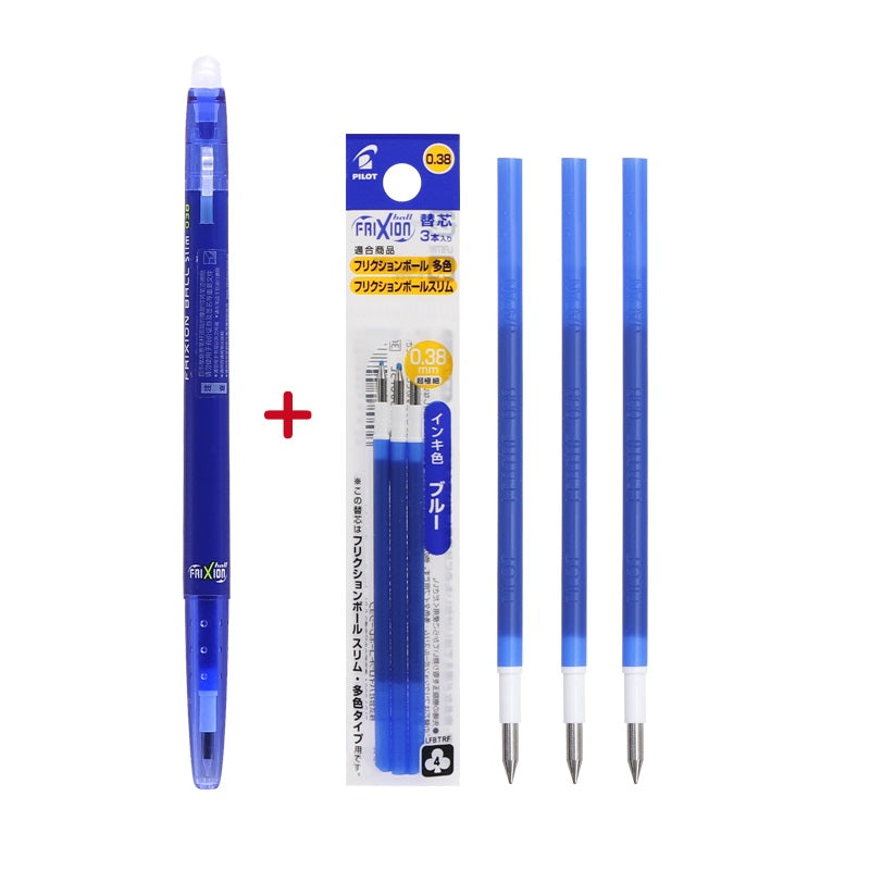 Pilot Frixion Ball Slim Erasable Gel Pen 0.38mm with 3 Refills Blue