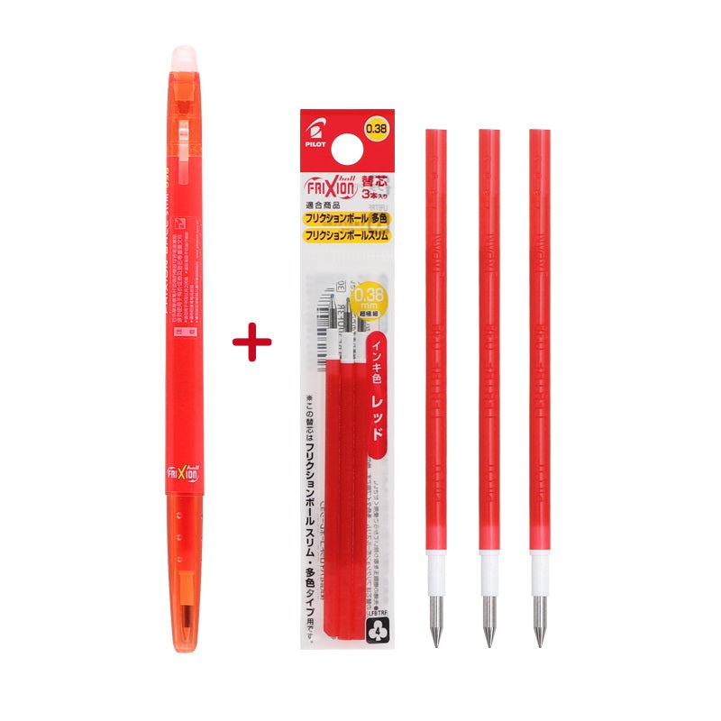 Pilot Frixion Ball Slim Erasable Gel Pen 0.38mm with 3 Refills Red