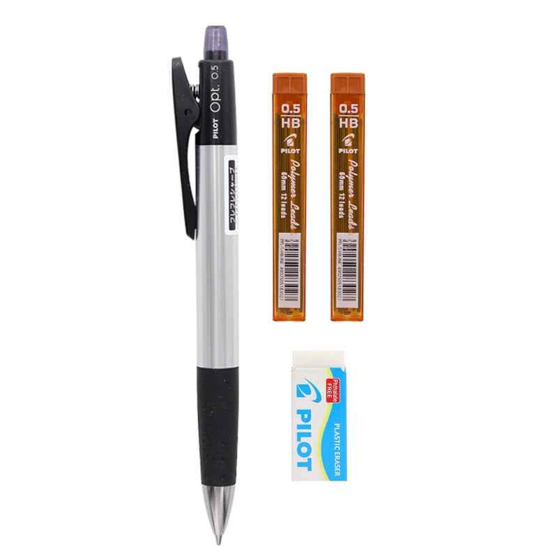 Pilot Fure Opt Shaker Mechanical Pencil 0.5mm with Refill Leads Eraser MT Silver